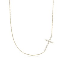 Eklexic Women's Horizontal Cubic Zirconia Cross Necklace Size One Size - €93,22 EUR