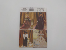 Vogue Craft Pattern #9759 11 1/2&quot; Fashion Doll Period Costumes Dress Uncut 1997 - £11.79 GBP