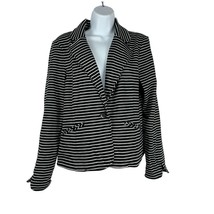 Covington Women&#39;s Black/White Stripe Blazer Jacket Size L - £18.47 GBP