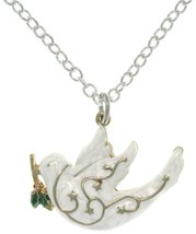 Jewelry Trends White Peace Dove Inspirational Pewter Charm Necklace 18&quot; - £21.23 GBP