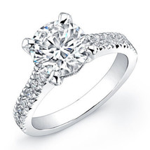 Round Cut D/VVS1 Diamond Engagement Solitaire Ring with Accent - €65,58 EUR