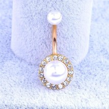 Sexy Faux Pearl Charm Belly Button Bar Barbell Navel Ring Lady Bikini Je... - $13.98