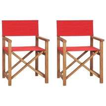 Folding Director&#39;s Chairs 2 pcs Red Solid Wood Teak - £114.31 GBP