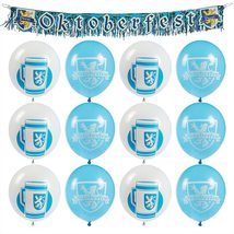 Oktoberfest Party Blue &amp; White Latex Balloons and Foil Fringe Garland Set - £11.43 GBP