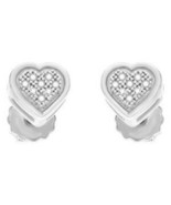 0.01 Cttw Round Diamond Heart Shape Stud Earrings 14K Gold Plated - £46.69 GBP