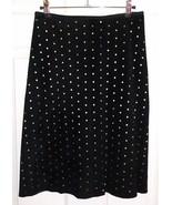 IN SUEDE Black Leather A-line Skirt w/ Lime Green Polka Dot Cut-Outs (6) - £15.34 GBP