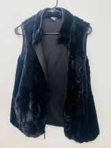 Laura Scott Faux Fur Vest Zip Up Black Coat Vest Preowned Size Small - $14.99