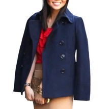 J.Crew Wool Peacoat Navy Jacket Wide Notch Double Breasted side pockets, Size 4 - £34.36 GBP