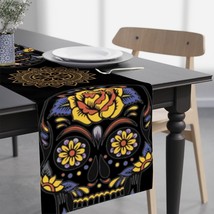 90&quot; Long Table Runner  | Dia De Los Muertos Halloween Day of The Dead | Polyeste - £32.17 GBP