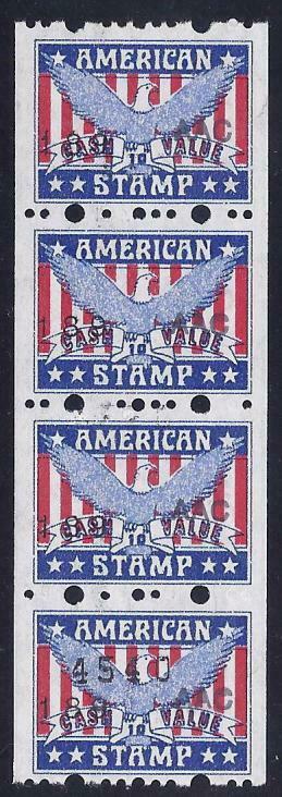 Primary image for "American Stamp" Red, White & Blue Eagle Cinderella Savings/Trading ?? Strip 4