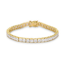 Princess Cut CZ Gold Tone Tennis Bracelet - $1,807.70 MXN