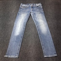 Miss Me Jeans Women Size 29 x 29 Blue Cuffed Skinny Low Rise Studded - $34.22