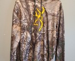 Browning Hooded Sweatshirt Mens Large Camouflage Hoodie Deer Logo Huntin... - $19.34