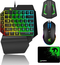 Gaming Keyboard and Mouse Combo, Wired 39 Keys Mechanical Feeling Rainbow LED - £41.42 GBP