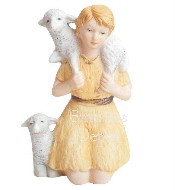 Vintage HOMCO Shepherd With Sheep Figurine 5599 Replacement for Manger Nativity