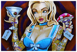 Eat Me Drink Me Mike Bell Art Print Lithograph Wonderland Tattoo Martini Alice - £15.98 GBP+