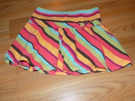 Girls Size 4 Gymboree Jungle Gem Striped Skirt Skort Brown Orange Coral Green - £9.65 GBP