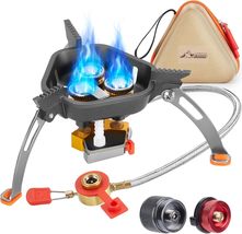 WADEO 7200W Windproof Camping Stove, Camping Gas Stove with Piezo Ignition, Two - £28.53 GBP