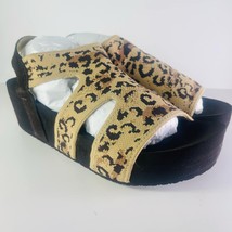 Yellow Box Women&#39;s Sekia Beige Cushioned Platform Sandals Cheetah Print Size 9 - £30.00 GBP