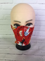 Custom Made New Handmade Face Mask Fabric Tea Pot Print Orange Double Ri... - £9.95 GBP