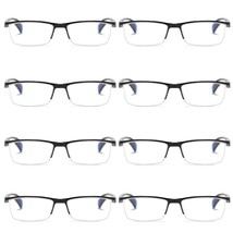 8 PK Mens Half Frame Spring Hinge Reading Glasses Blue Light Blocking Readers - £15.82 GBP