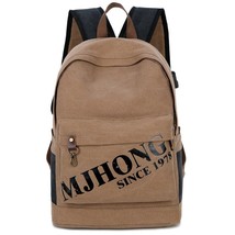 MJHONG Casual Travel Men's Backpack Bag Large Capacity Canvas Solid Color Man Bu - £41.89 GBP