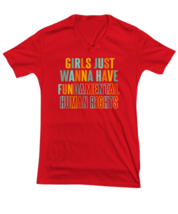Inspirational TShirt Girls Just Want To Have Fun Color Red-V-Tee  - £18.34 GBP