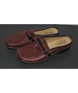 Bjorndal Zyla Slip On Brown Leather Shoes Mules Slides Flats Black Trim ... - £19.44 GBP
