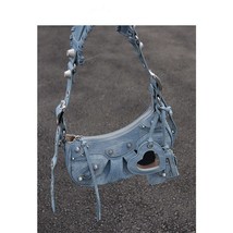 Denim Rivet Shoulder Messenger Bags Half-moon Locomotive Bag Brands Handbags For - £92.41 GBP