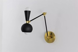 Adjustable Wall Sconce - Black and Brass - Mid Century - Wall Light - Industrial - £104.61 GBP