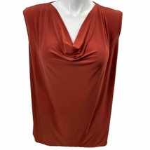 Pyramid Collection Orange Rust Sleeveless Stretch Top Size XL Drape Neck - £13.60 GBP