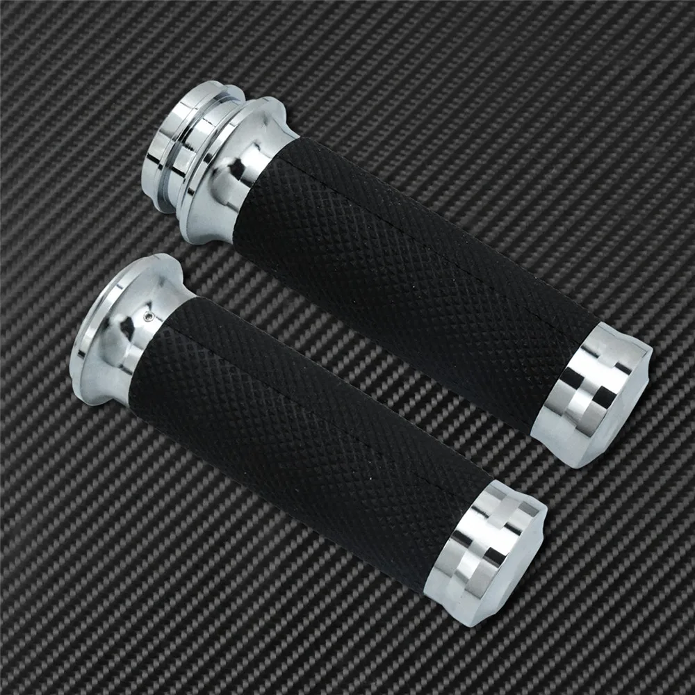 Motorcycle 1&#39;&#39;25mm Electronic Throttle Hand Grips Chrome Aluminum Handle Grip  H - £388.08 GBP