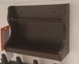 IKEA Levla Wall Shelf Organizer w/Hooks Solid Pine Dark Brown 10¾ x 3½ x... - $28.90