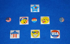 3 Brand New Dynamic Patriotic Usa Button Pin Set Collectibles + Bonus Stickers - £3.13 GBP