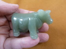 Y-COW-710) green Aventurine COW dairy gemstone figurine CARVING stone lo... - $19.49