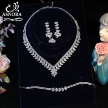 Luxury Water Drop Necklace Earring Bride Full Jewelry Set For Women Wedding Coll - £42.14 GBP