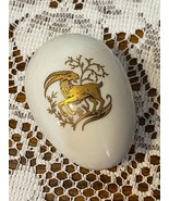 Vintage Limoges France White Porcelain Chamart Lidded Egg Box Golden Hor... - $35.27 CAD