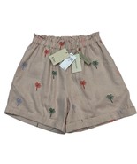 Elie Tahari Shorts Womens S Pink Linen Blend Palm Tree Embroidered Resor... - $44.46 CAD