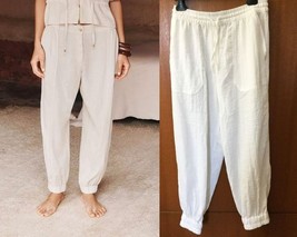 ZARA WHITE JOGGER PANTS (ELASTIC CUFFS) M - $836.81 MXN