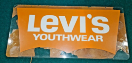 VTG LEVI&#39;S Batwing Sign Retail Store YOUTHWEAR Red 25 x 12 plexiglass le... - £73.96 GBP