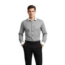 Men Shirt J.Valintin Turkey-Usa 100% Egyption Cotton High Neck 1R57-01 black image 7
