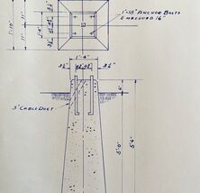1949 Railroad Bangor Aroostook 4 Inch Cable Post Foundation Blueprint J6... - $118.23 CAD