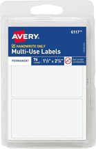Avery Multi-Use Permanent Labels, 1.5&quot; x 2.75&quot;, White, Non-Printable, 76... - $5.94