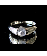 Sterling silver Gemstone ring with a pear cut Blue Fire Moonstone high p... - $54.33 CAD