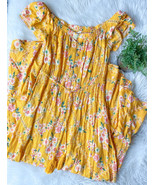 Abel the Label Dress Yellow Long Maxi Floral Boho XS Hi Low Off the Shou... - $39.22 CAD