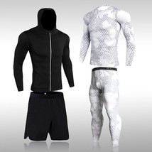 4 Pcs/Set Men Kickboxing  Sets T Shirts+Pants Shorts Hooded Jacket Trauit Boxing - £75.06 GBP