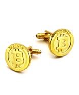 BITCOIN CUFFLINKS Cryptocurrency Replica Token Bit Miner Gold NEW w GIFT... - $12.95