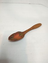 Antique 1908 Minne Fran Goteborg Rambosa Hand Painted Wooden Spoon Heart 7&quot;L - £13.24 GBP