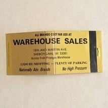 Warehouse Sales Sheboygan Wisconsin Advertising Matchbook Cover Matchbox - £3.87 GBP