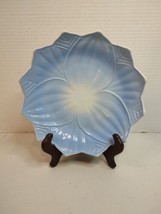 Vtg Anchor Hocking Fire King Lotus Flower 8&quot; Plate Milk Glass UV Glow Blue - £14.72 GBP